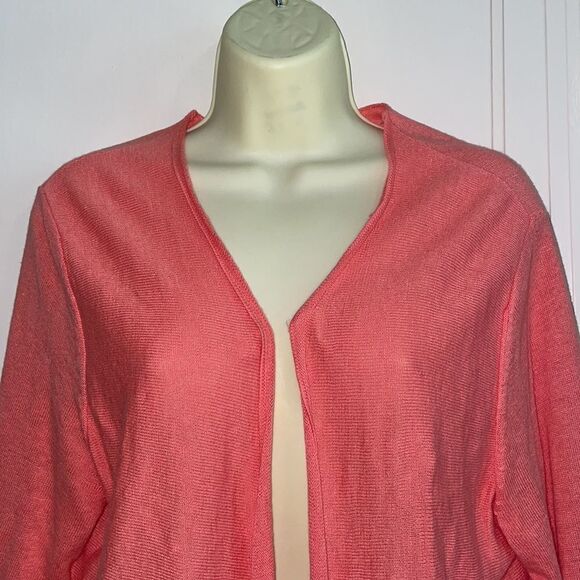 J. Jill salmon pink thin open front cardigan - Picture 2 of 7